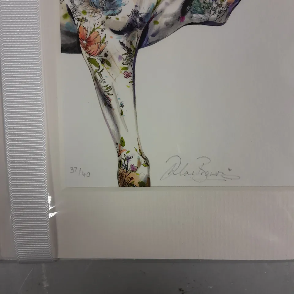 EQUESTRIAN FLOWER PATTERNED WATERCOLOUR LIMITED EDITION PRINT 