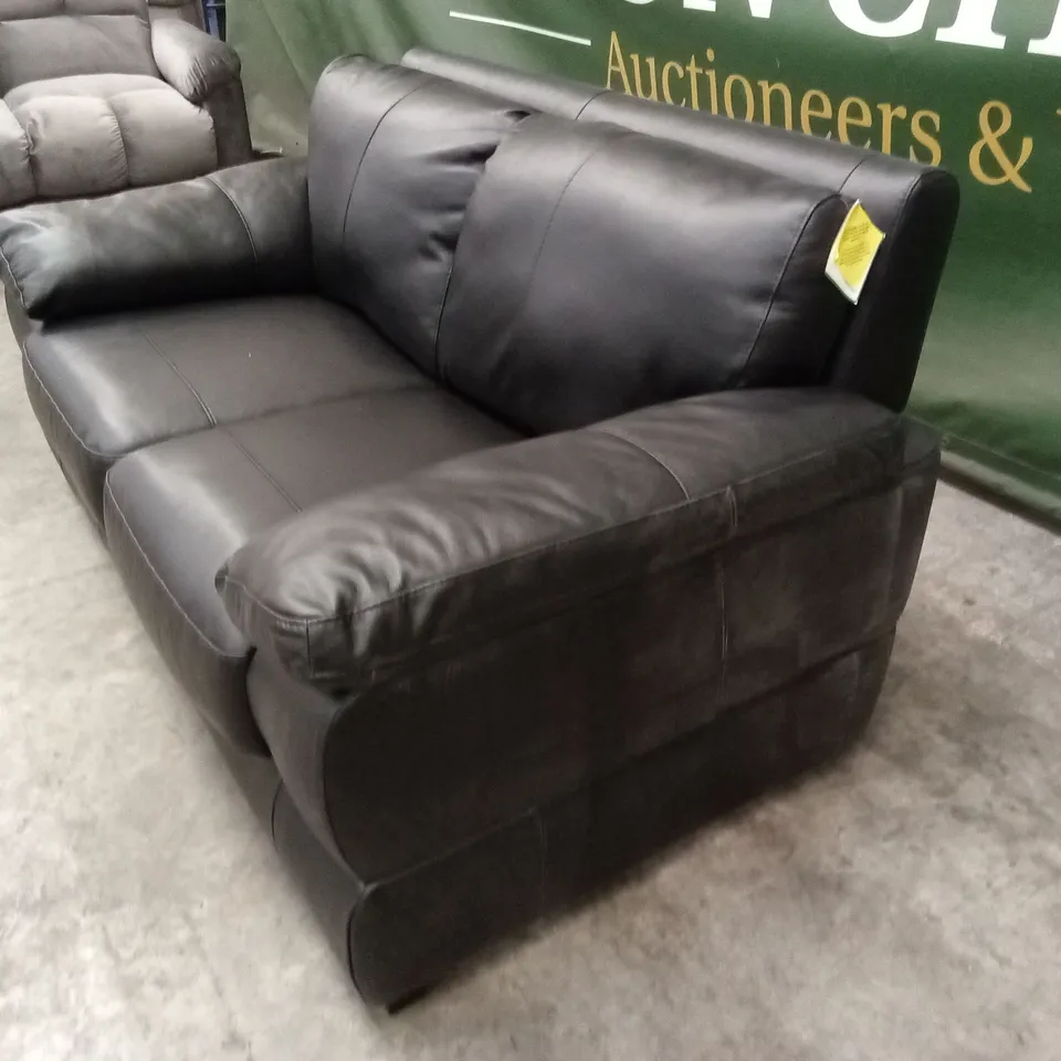 MARLOW 2 SEATER LEATHER SOFA - BLACK RRP £1299