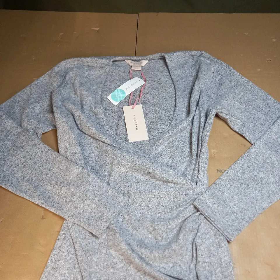 MAUVETTE COLEEN COSY FITTED WRAP TOP SIZE 10