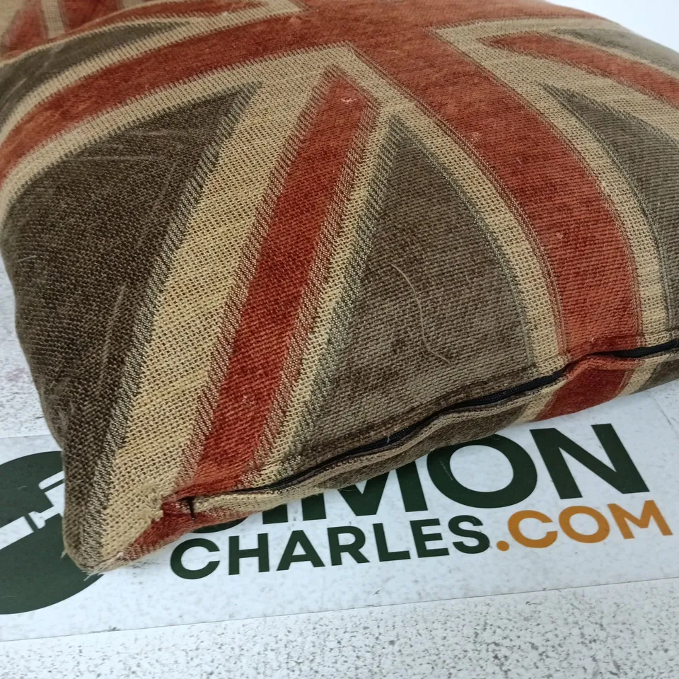 PAIR OF FILLED UNION JACK CUSHIONS - APPROX 45X45CM