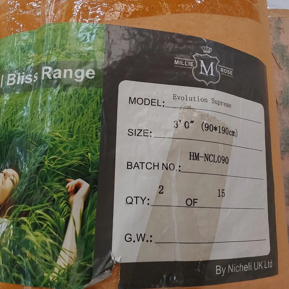 QUALITY BAGGED & ROLLED MILLE ROSE EVOLUTION SUPREME SINGLE 3' MATTRESS 