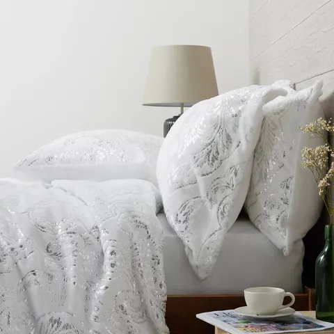 COZEE HOME DAMASK FOIL PRINT 6 PIECE DUVET SET - KING