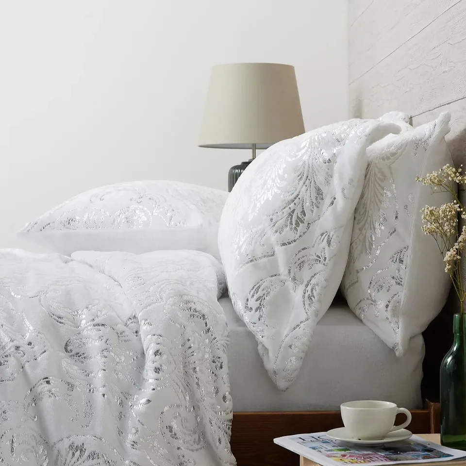 COZEE HOME DAMASK FOIL PRINT 6 PIECE DUVET SET - KING