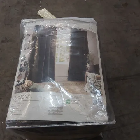 BAGGED HEAVY CHENILLE ROOM DARKENING EYELET CURTAINS - 229 x 183cm