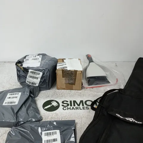 BOX OF APPROXIMATELY 25 ASSORTED ITEMS INCLUDING A UNIVERSAL REMOTE CONTROL, SOME JEWELRY AND A GUITAR CASE