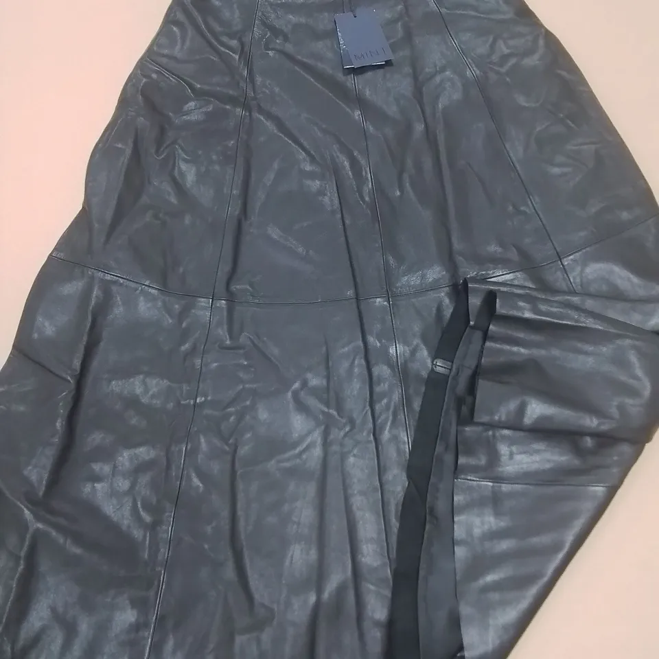 MINT BLACK LEATHER MAXI SKIRT - UK 14