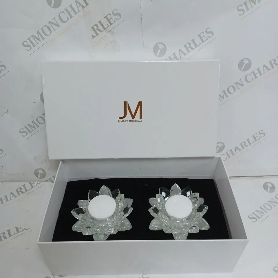 JULIEN MACDONALD SET OF 2 LOTUS FLOWER TEALIGHT 