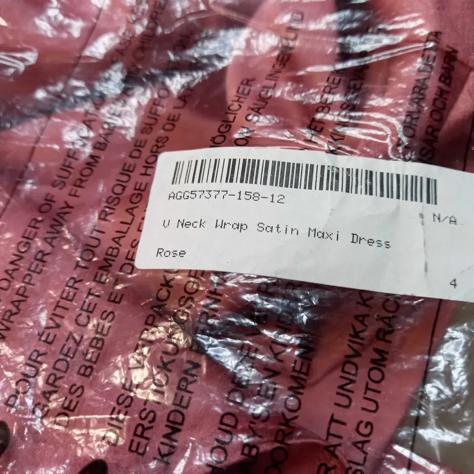 PACKAGED NASTY GAL ROSE SATIN V NECK WRAP MAXI DRESS - SIZE 4