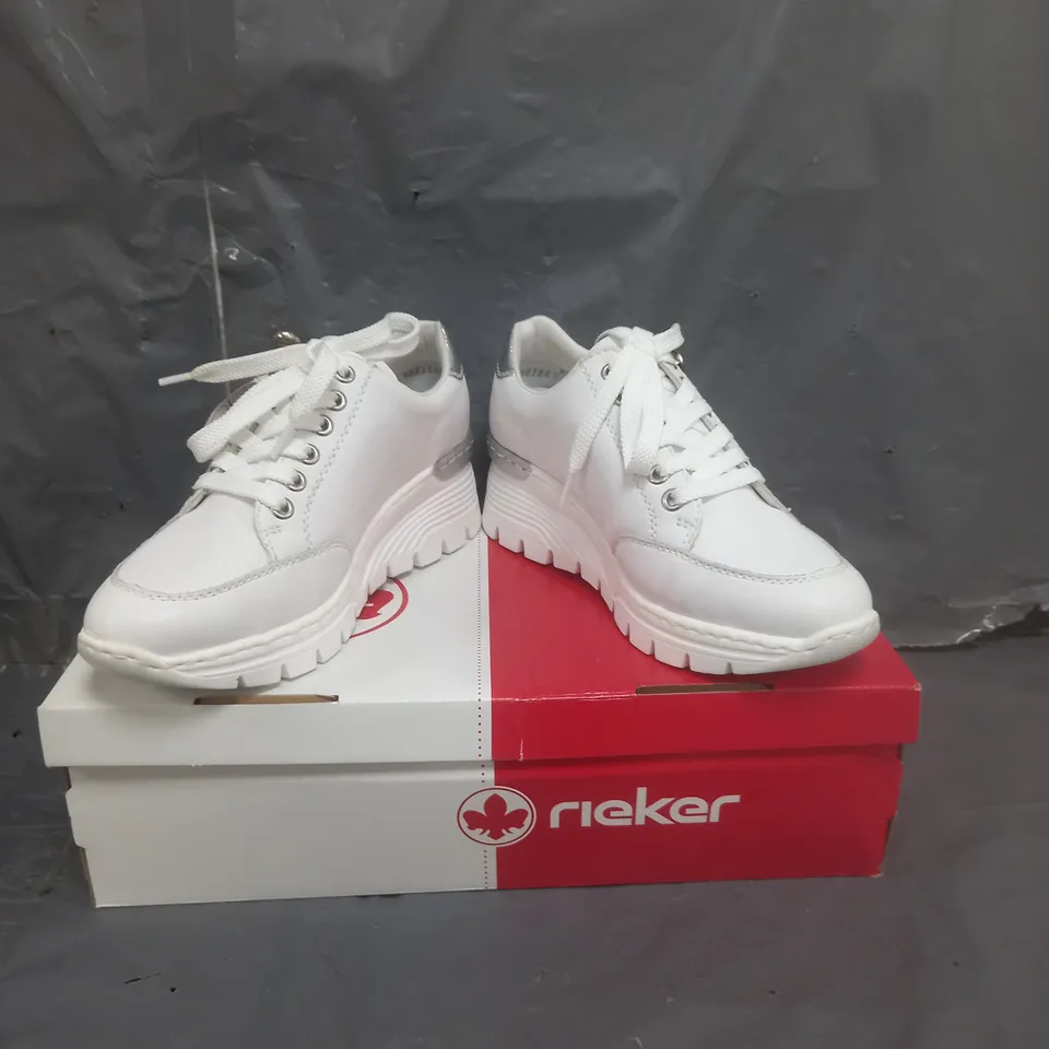 RIEKER WEDGE PLATFORM TRAINERS WHITE SIZE 4
