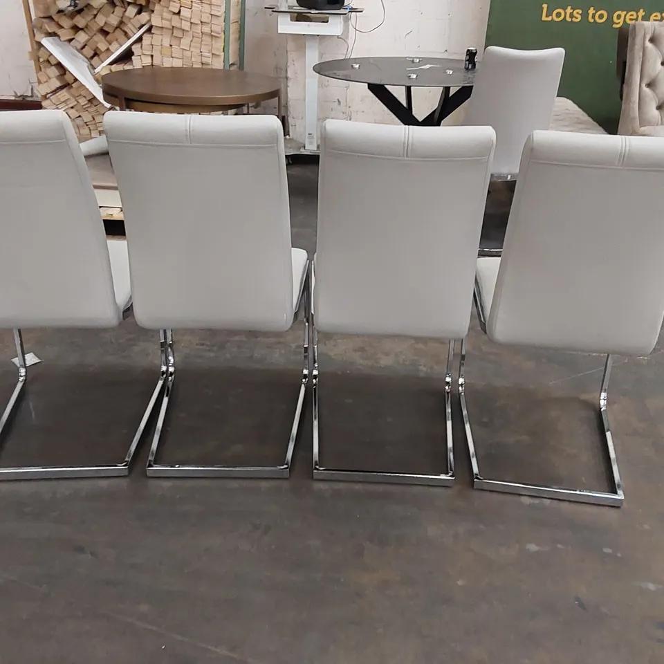 SET OF 4 DESIGNER FAUX LEATHER GREY DINING CHAIRS (4 ITEMS)