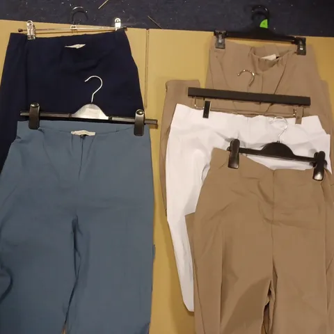 BOX OF APPROX 5 ASSORTED PAIRS OF MAISON DE NIMES TROUSERS IN VARIOUS SIZES AND COLOURS