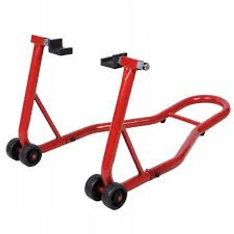 BOXED ASSEMBLY STAND MOTORCYCLE JACK MOTORCYCLE STAND RACING STAND FRONT/REAR RED