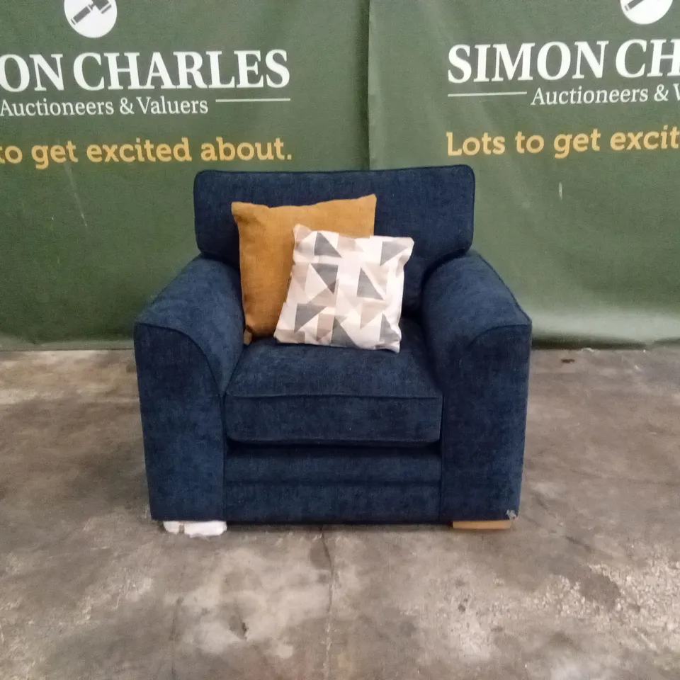 KALUNA FABRIC ARMCHAIR - NAVY RRP £849