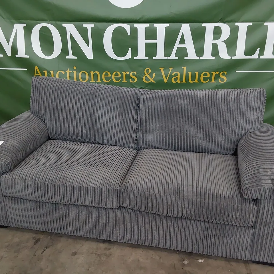 DESIGNER THREE SEATER SOFA GREY JUMBO CHORD 