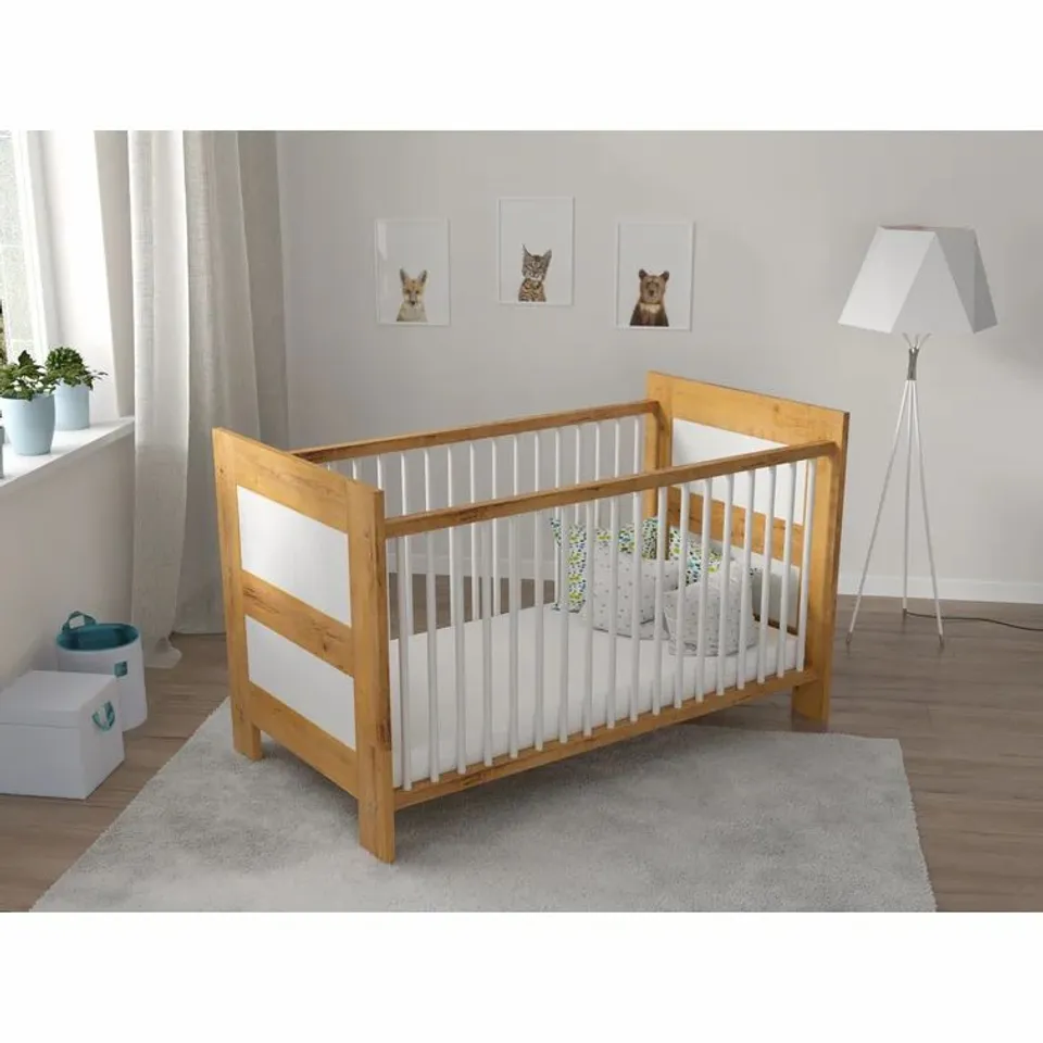 BOXED ROWELL COT BED - SWEET PINE AND WHITE