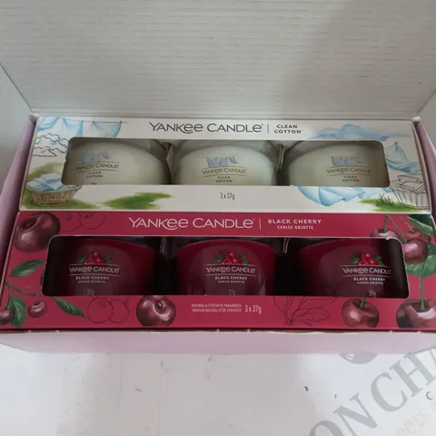 YANKEE CANDLE SET OF 6 CANDLES TO INCLUDE - CLEAN COTTON - BLACK BERRY