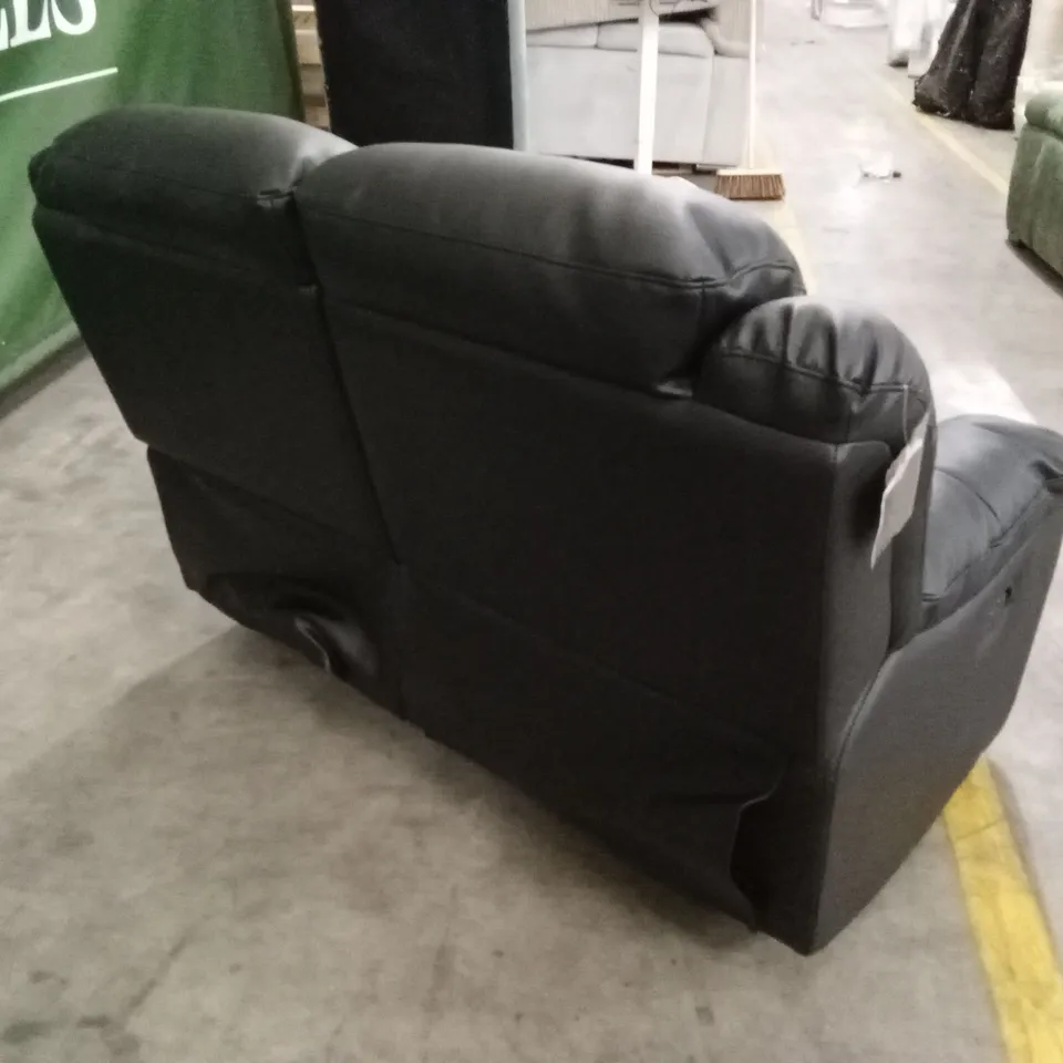 ROTHBURY LUXURY FAUX LEATHER HIGH BACK 2 SEATER MANUAL RECLINER SOFA - BLACK RRP £629
