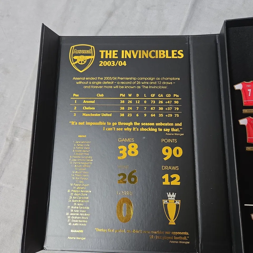 ARSENAL INVINCIBLES 2003/04 MEMORABILIA BOX SET WITH MINIATURE JERSEYS