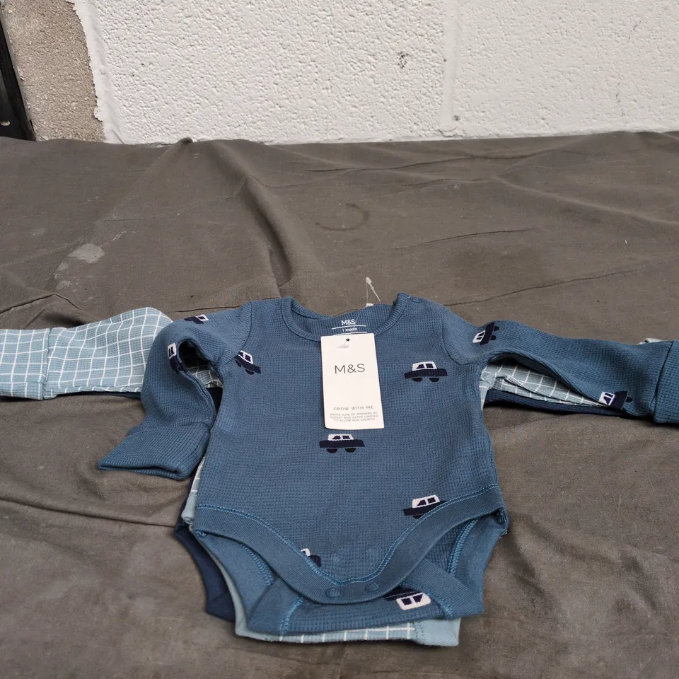 MARKS AND SPENCER SET OF 3 BABY GROWS, AGE 1 MONTH. WITH TAGS.