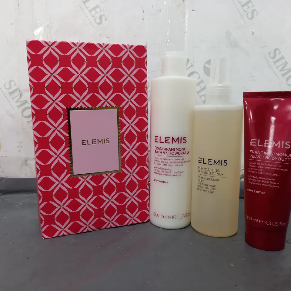 BOXED ELEMIS GIFT SET TO INCLUDE BATH & SHOWER MILK (300ml), VELVET BODY BUTTER (100ml), REHYDRATING GINSENG TONER (200ml)