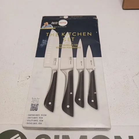 JAMIE OLIVER THE KITCHEN SET 4-PIECE KNIFE SET (SANTOKU 16.5 CM, CHEF 15 CM, UTILITY 12 CM, PARING 9 CM)
