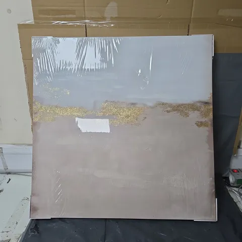 ABSTRACT GOLD FOIL HAND-TOUCHED PRINTED CANVAS - COLLECTION ONLY