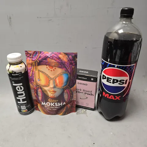 APPROXIMATELY 8 ASSORTED FOOD & DRINK ITEMS TO INCLUDE - PEPSI MAX , RED BULL ETC
