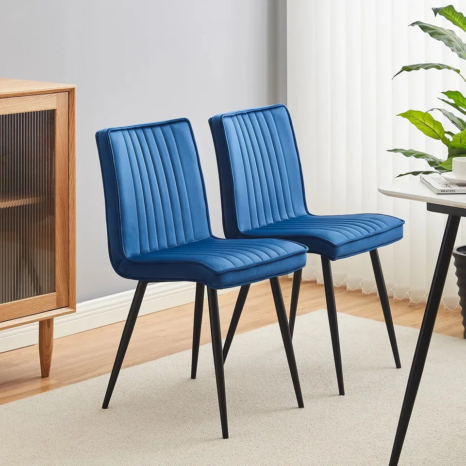 BOXED HAVVA DINING CHAIRS, BLUE VELVET - SET OF 2 (1 BOX)