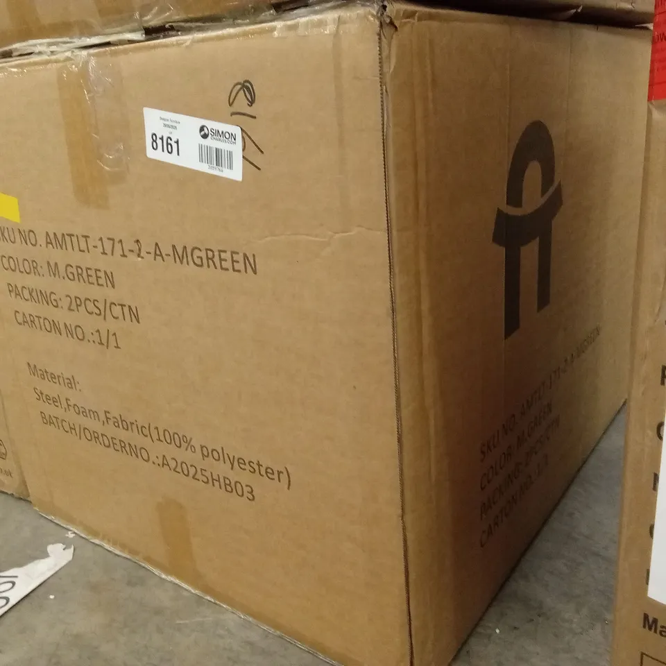 BOXED DINING CHAIRS (SET OF 2) - GREEN/BLACK LEGS