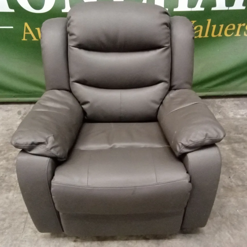 ROTHBURY LUXURY FAUX LEATHER HIGH BACK MANUAL RECLINER ARMCHAIR - CHARCOAL 