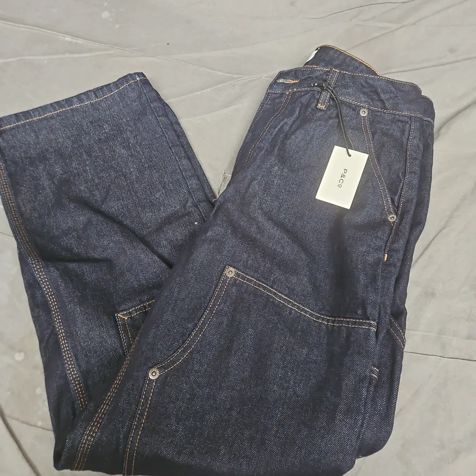 P&CO RAW DENIM CARPENTER PANTS INDIGO DENIM - UK 36