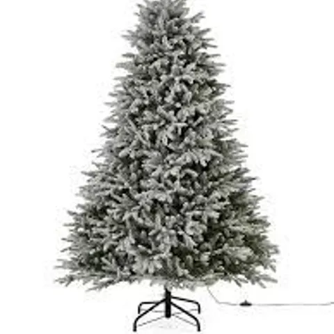 BOXED 7FT DELUXE SNOWDEN PRE LIT FLOCKED CHRISTMAS TREE 