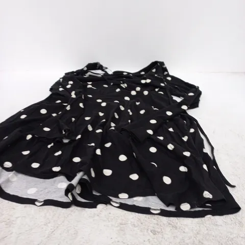 NOBODY'S CHILD BLACK POLKA DOT MINI DRESS (UK12)