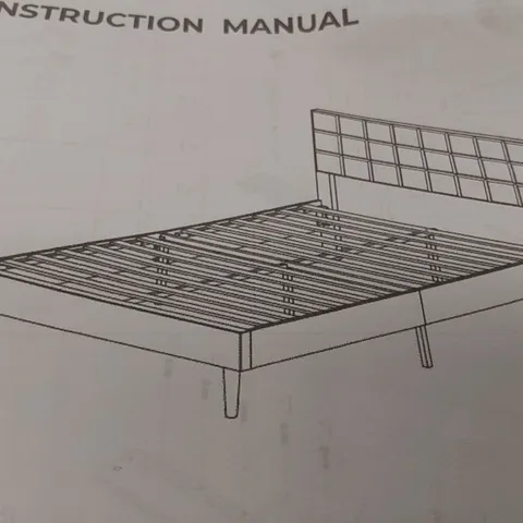 BOXED SQUARE DESIGN BED FRAME - KING SIZE, GREY (1 BOX)