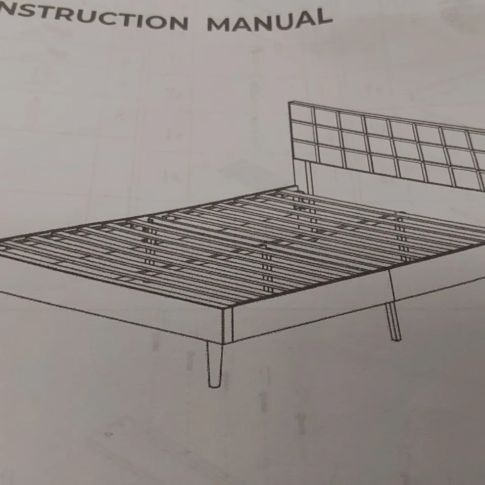 BOXED SQUARE DESIGN BED FRAME - KING SIZE, GREY (1 BOX)