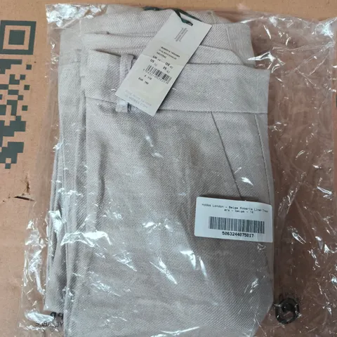 BAGGED HOBBS LONDON ROBERTA LINEN TROUSERS IN BEIGE SIZE UK 14