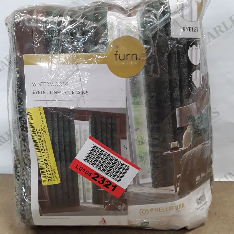 POLYESTER ROOM DARKENING EYELET CURTAIN PAIR (SET OF 2)