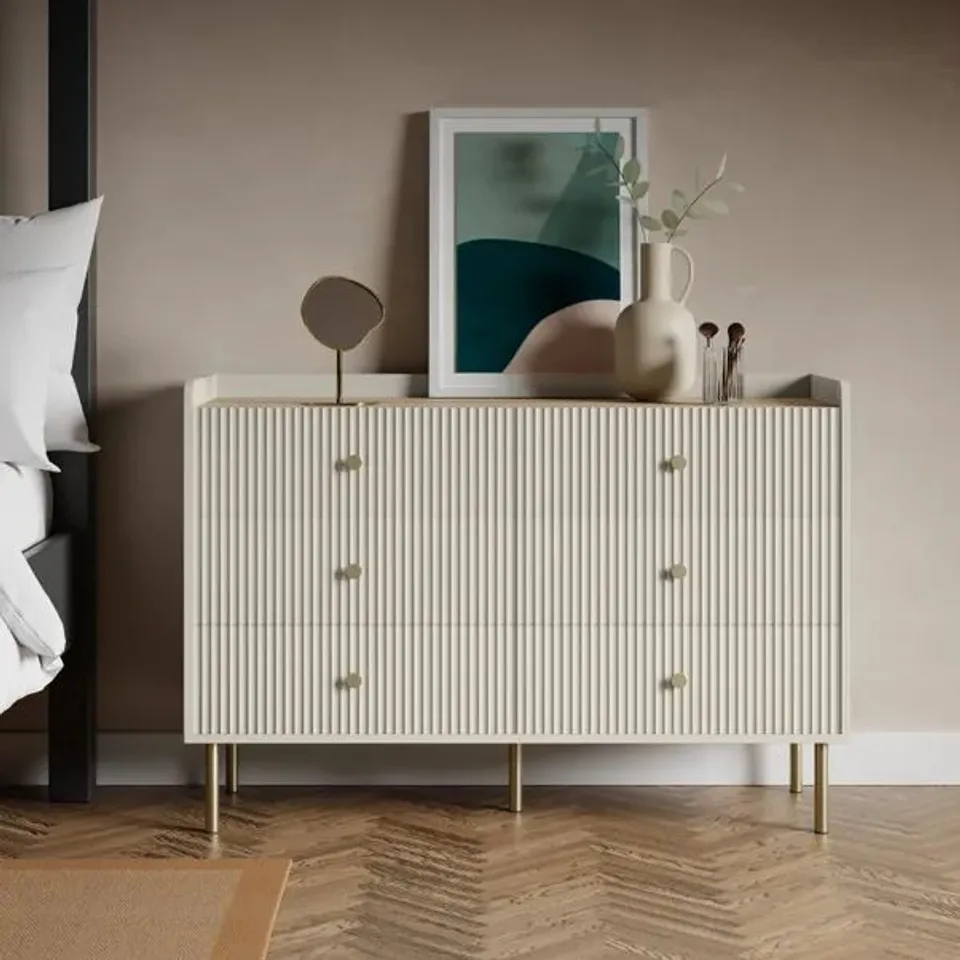 BOXED GEORGI WIDE 6 DRAWER CHEST NATURAL (2 BOXES)