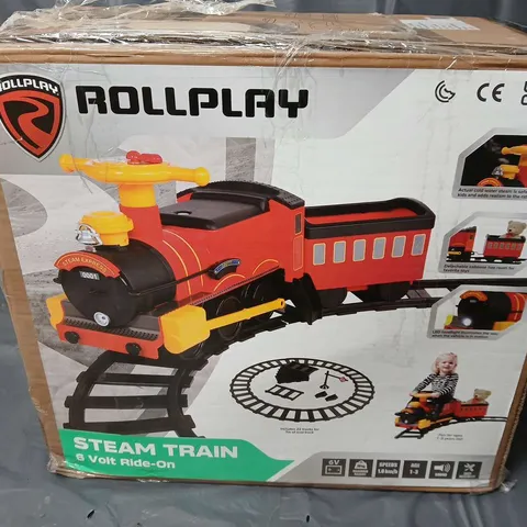 BOXED ROLLPLAY STEAM TRAIN 6 VOLT RIDE-ON