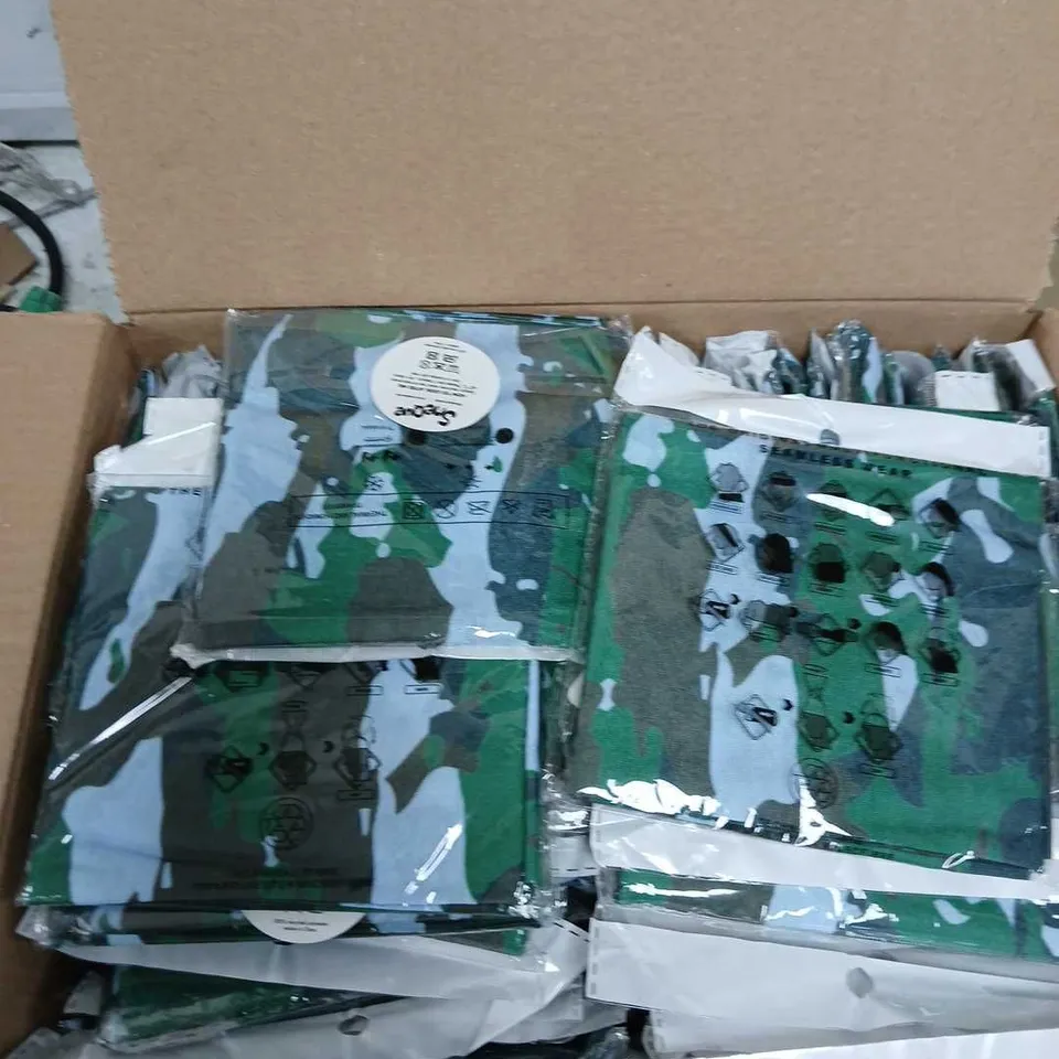 BOX OF APPROXIMATELY 90 THE ORIGINAL MULTIFUNCTIONAL SEAMLESS WEAR - GREEN CAMO