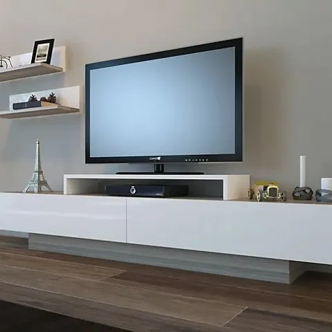 BOXED PRITTS TV STAND FOR TVS UP TO 80" COLOUR: CORDOBA WHITE (1 BOX)