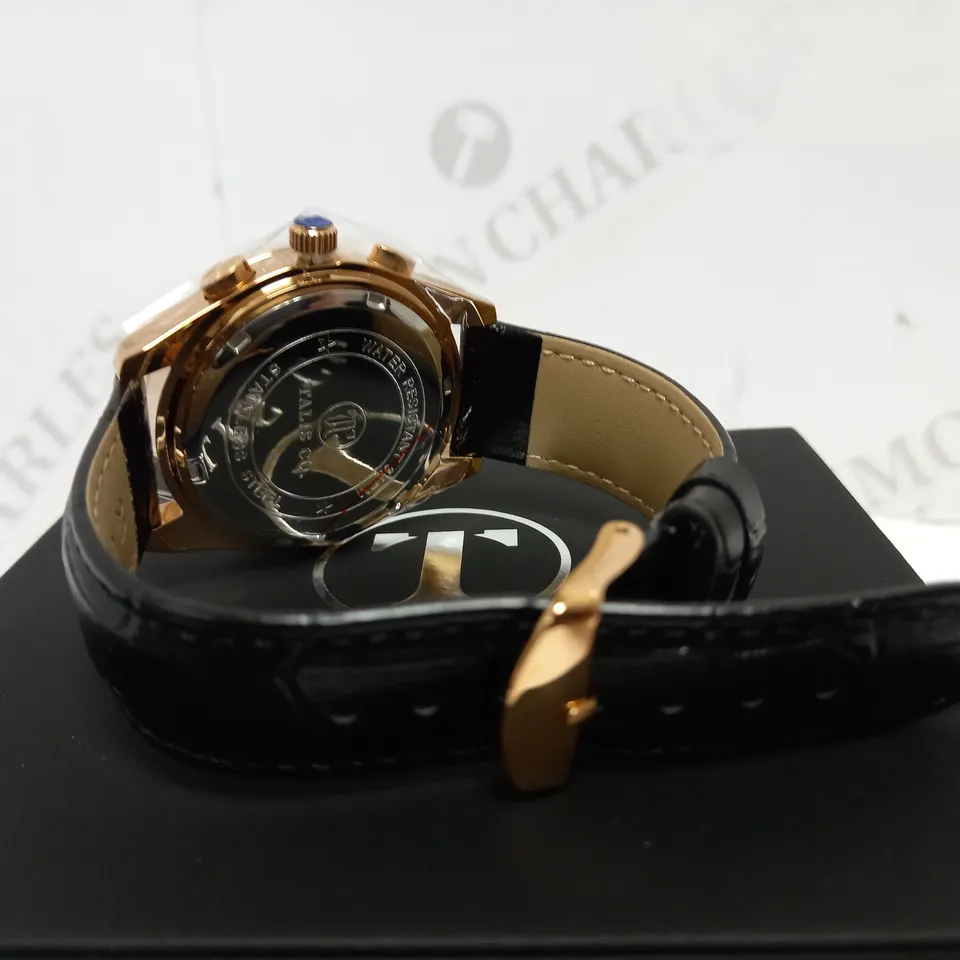 TALIS CO TWO TONE LEATHER STRAP WATCH