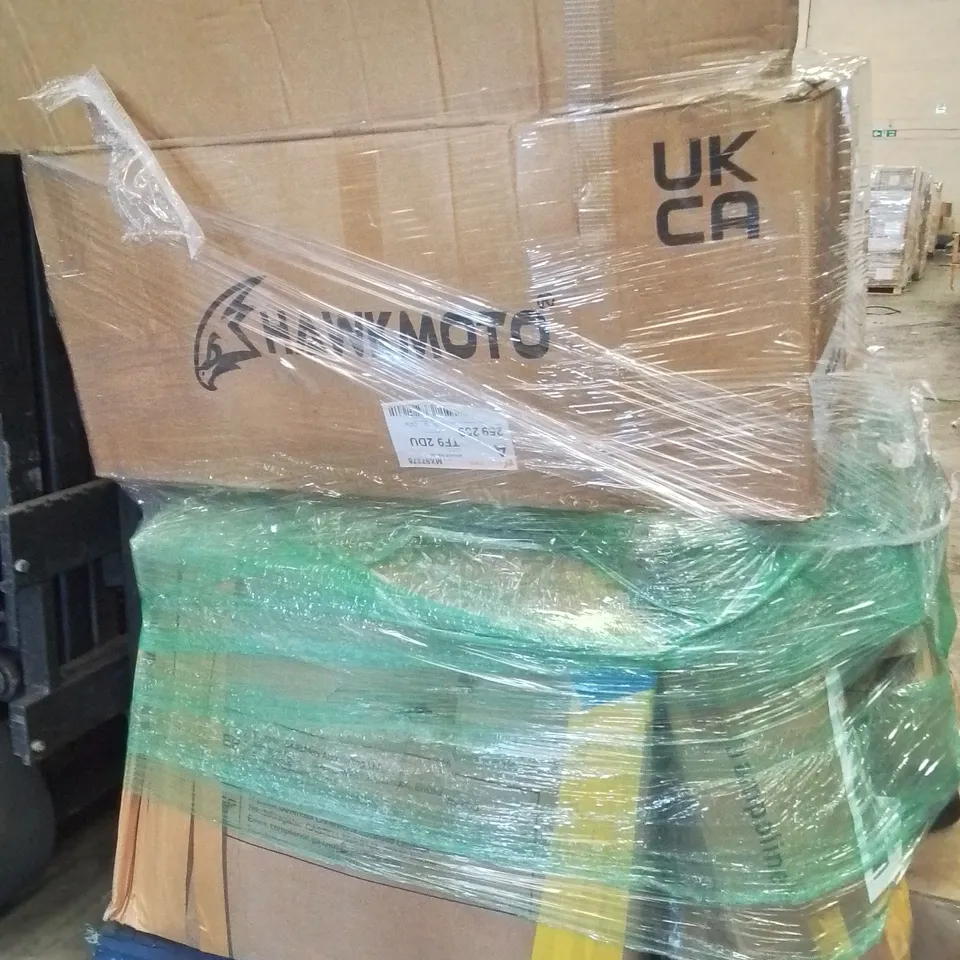 PALLET OF ASSORTED HOUSEHOLD GOODS AND PRODUCTS TO INCLUDE;HOODED THROW,BRIEFCASE,GYM SPORTS MACHINE,BLANKET