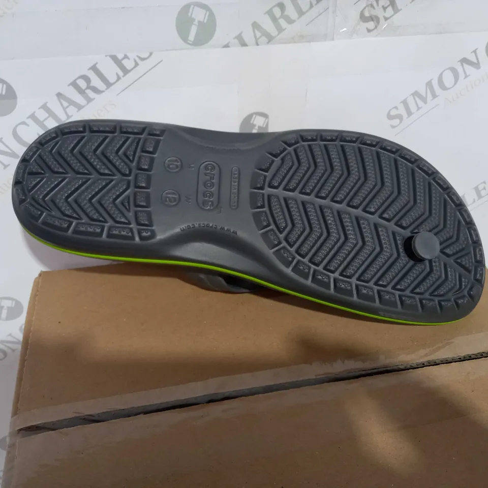 BOXED CROCS SLIDERS/FLIP-FLOPS IN GREY/GREEN - UK SIZE 10