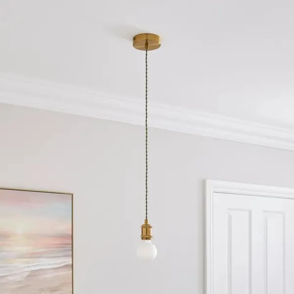 BOXED CHARLIE INDUSTRIAL ADJUSTABLE PENDANT FLEX CEILING LIGHT CABLE - ANTIQUE BRASS (1 BOX)