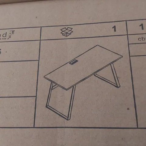 BOXED ANDRIA DESK, WHITE LACQUERED FINISH AND STAINLESS STEEL LAPTOP TABLE/COMPUTER DESK, 140 CM