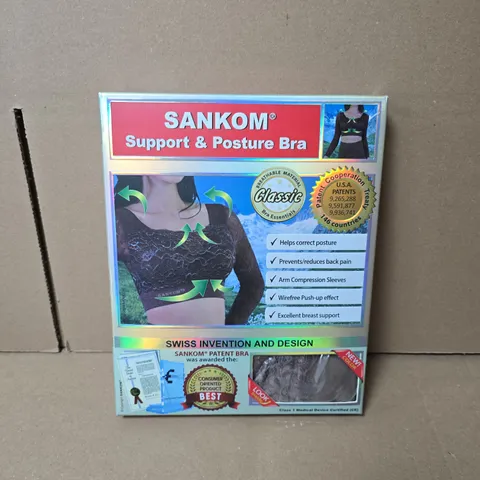 BOX OF APPROXIMATELY 20 SANKOM POSTURE AND SUPPORT BRAS SIZE L