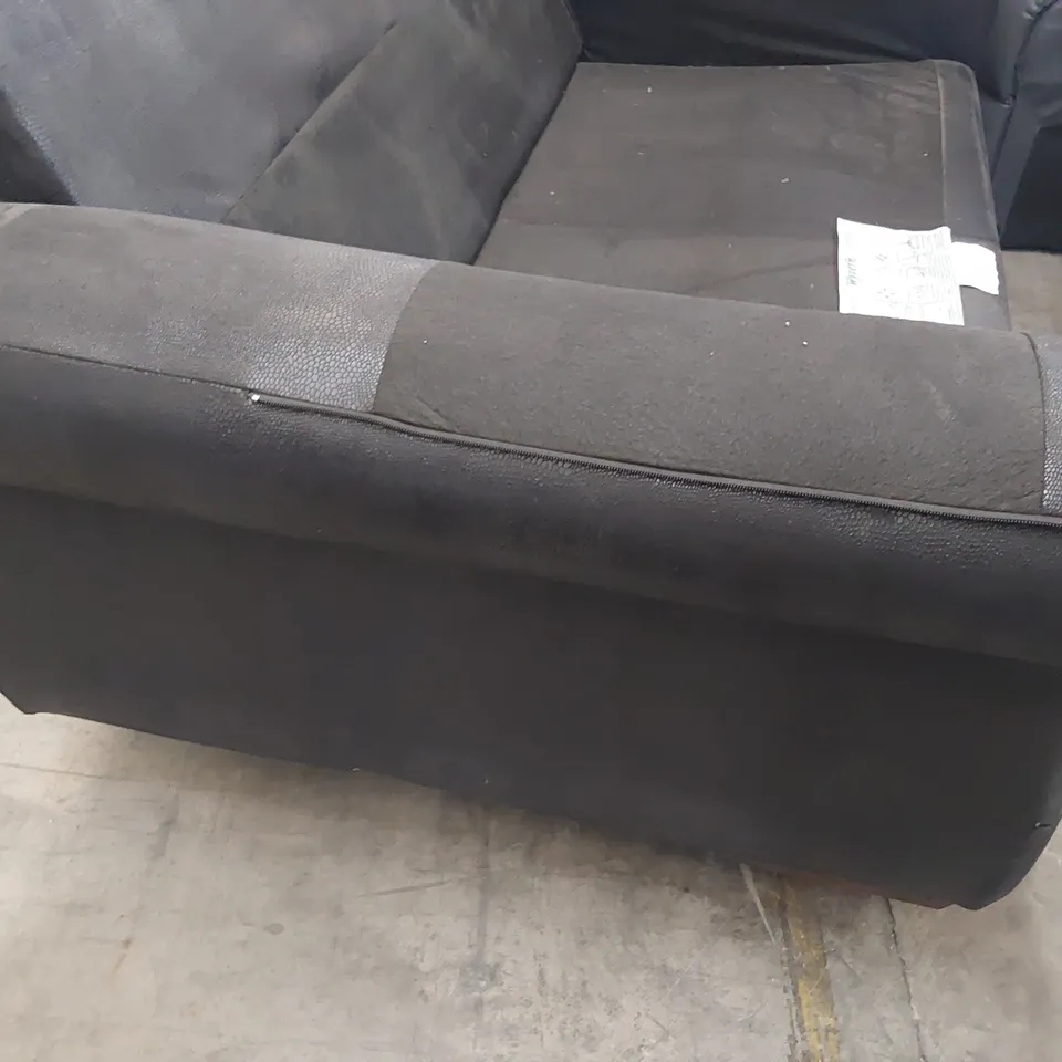 DESIGNER TWO SEATER SOFA FRAME BLACK FAUX LEATHER 