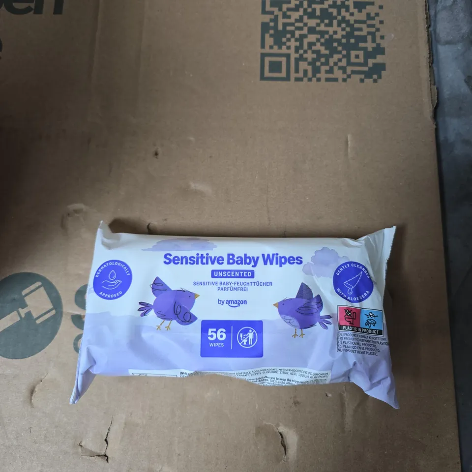 BOX OF 18 PACKS OF 56 SENSITIVE UNSCENTED BABY WIPES