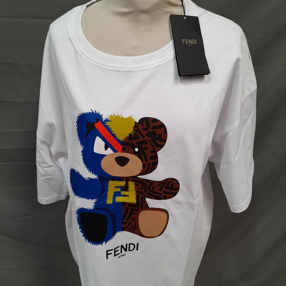 FENDI TEDDY BEAR WHITE T-SHIRT - 3XL